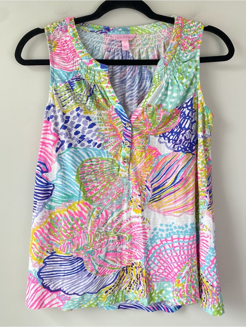Lilly Pulitzer Womens Essie Tank Top S Roar Of The Seas Resortwear Colorful